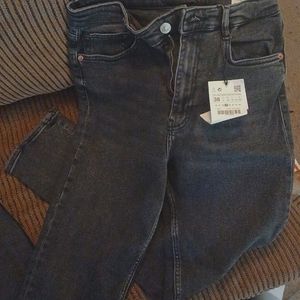 Zara Vintage Hi-rise Skinny Jeans -Faded Black -Ankle Length -Size EUR:38 / US:6